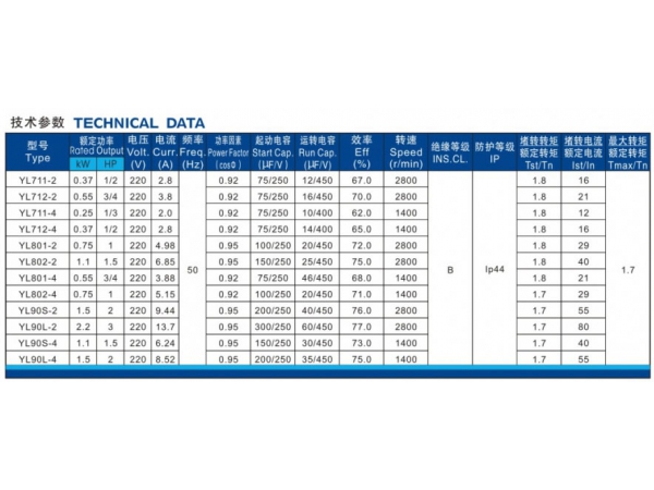 Single Phase Dual Capacitor Induction Motor Yl Series Mindong