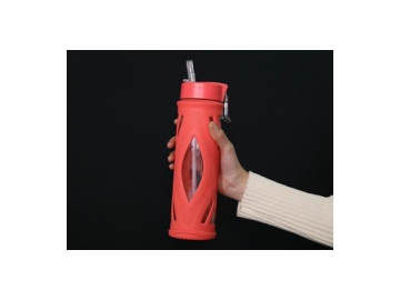 Glass Water Bottle with Straw